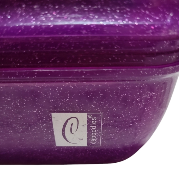 VINTAGE! CABOODLES 2622 Silver Glitter/Purple Makeup Train Case - Picture 3 of 9